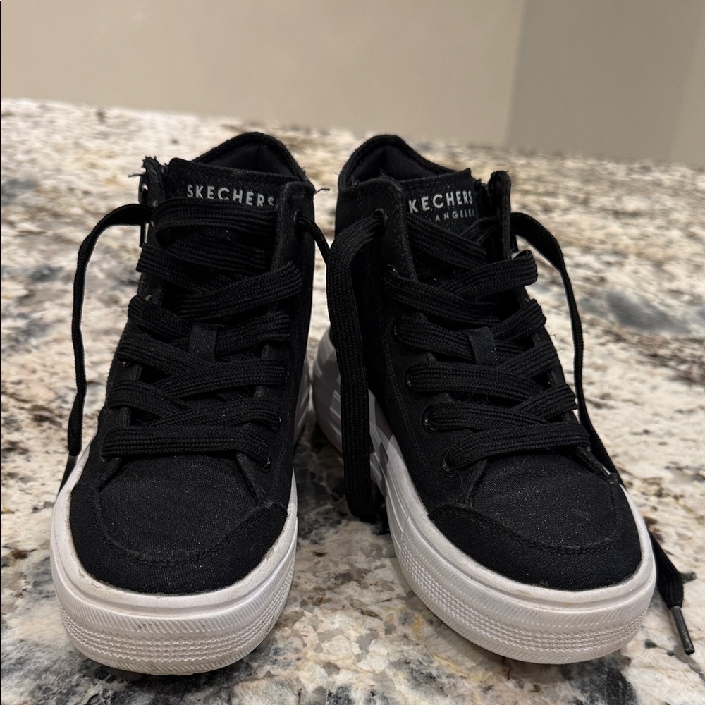 Skechers Black and White High-Top Sneakers
